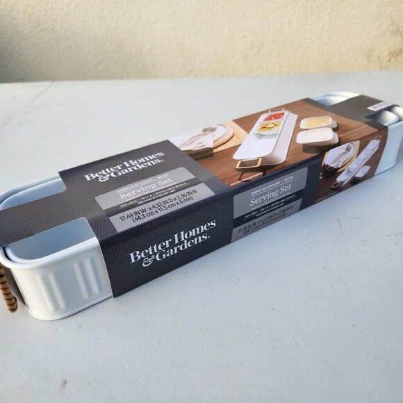 NEW Better Homes & Gardens Galvanized Bowls Tray Rectangle Condiment Tray Set 5 - Picture 3 of 15